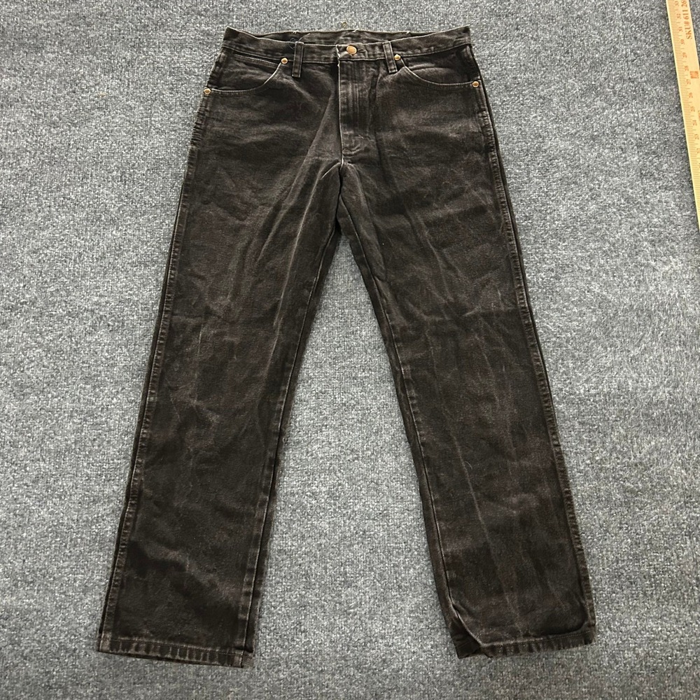 Wrangler Jeans Mens Size 32x30 Black Faded Straight Leg Denim Western 1013MWZ